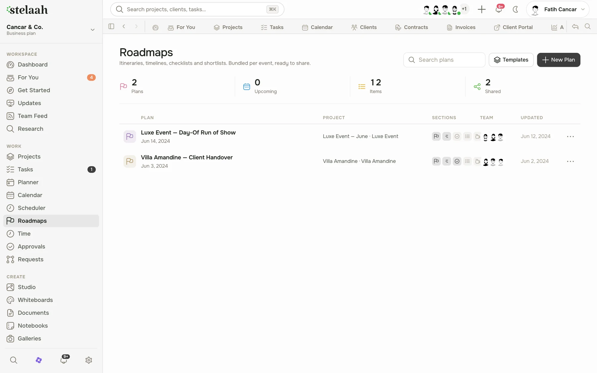 An event run of show template laid out on a timeline